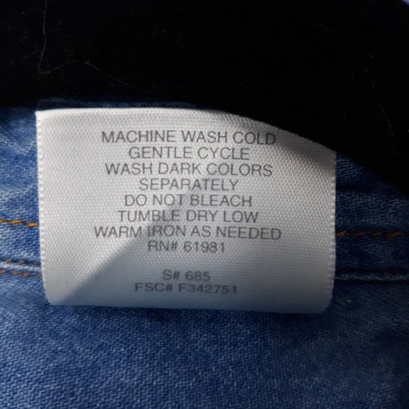 Style Studio Denim Shirt Women's Large GUC Fall Themed Embroidery Blue Denim Top - Picture 5 of 6